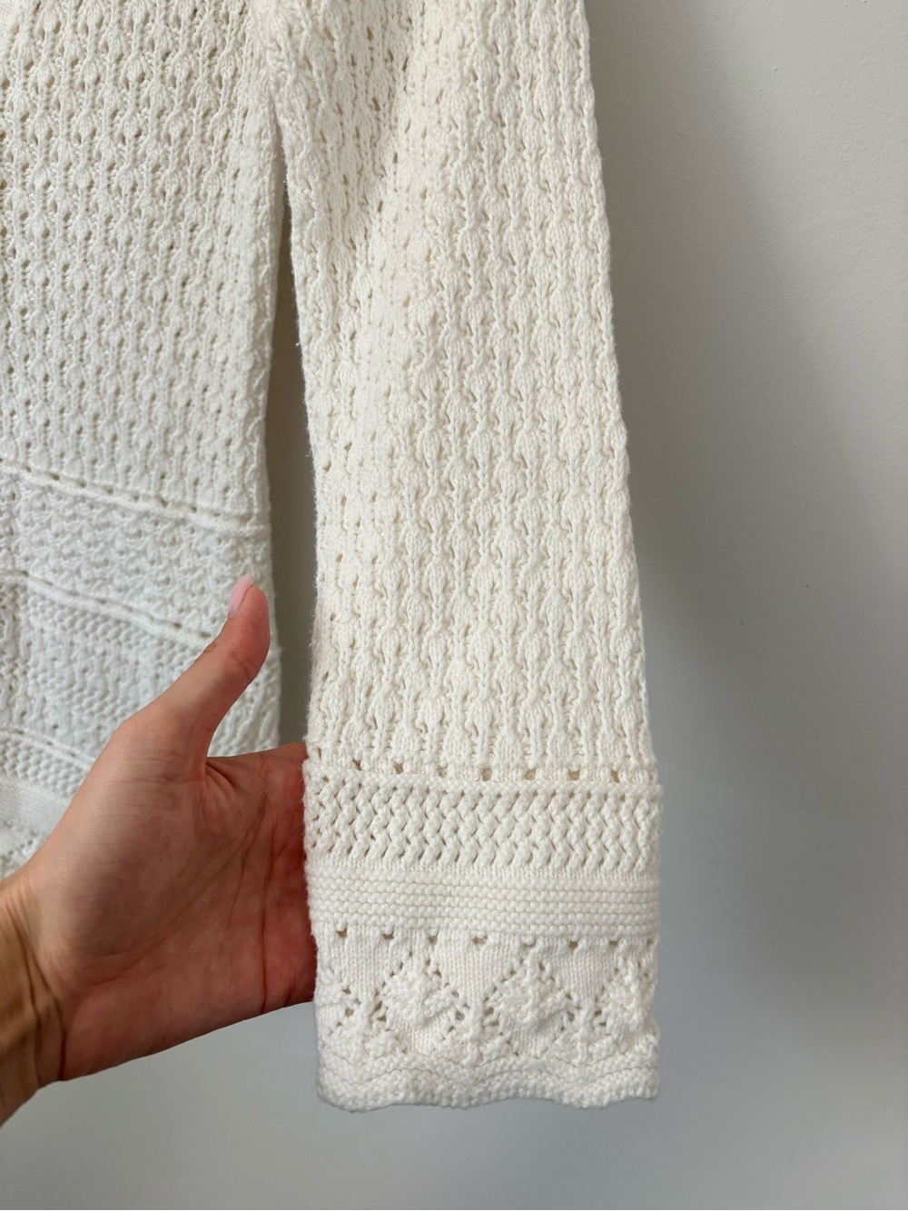 Eddie Bauer White Open Knit Button Front Cardigan Size Small 100% Cotton - Picture 9 of 14